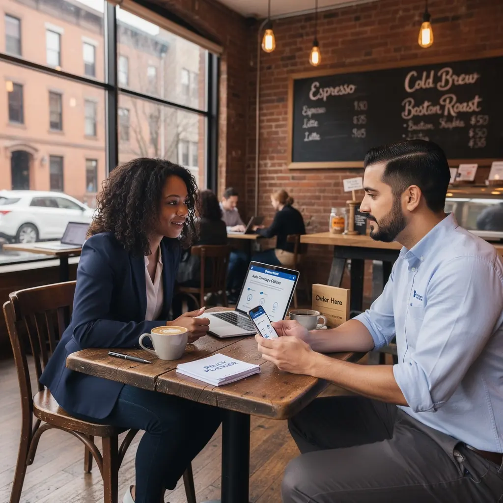 Ilustracja przedstawiająca pomoc drogową w sytuacji awaryjnej na trasie.